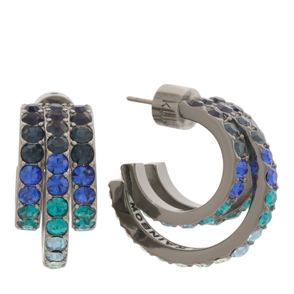 LAST CHANCE KURT GEIGER LONDON 3 Row Pave Hoop Earrings - Picture 3 of 5